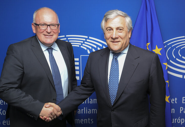 Antonio TAJANI - EP President meets with Frans TIMMERMANS - EC Vice President
