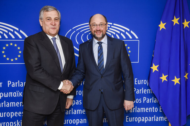 Fotografija 2: Antonio TAJANI - EP President meets with former EP President Martin SCHULZ.