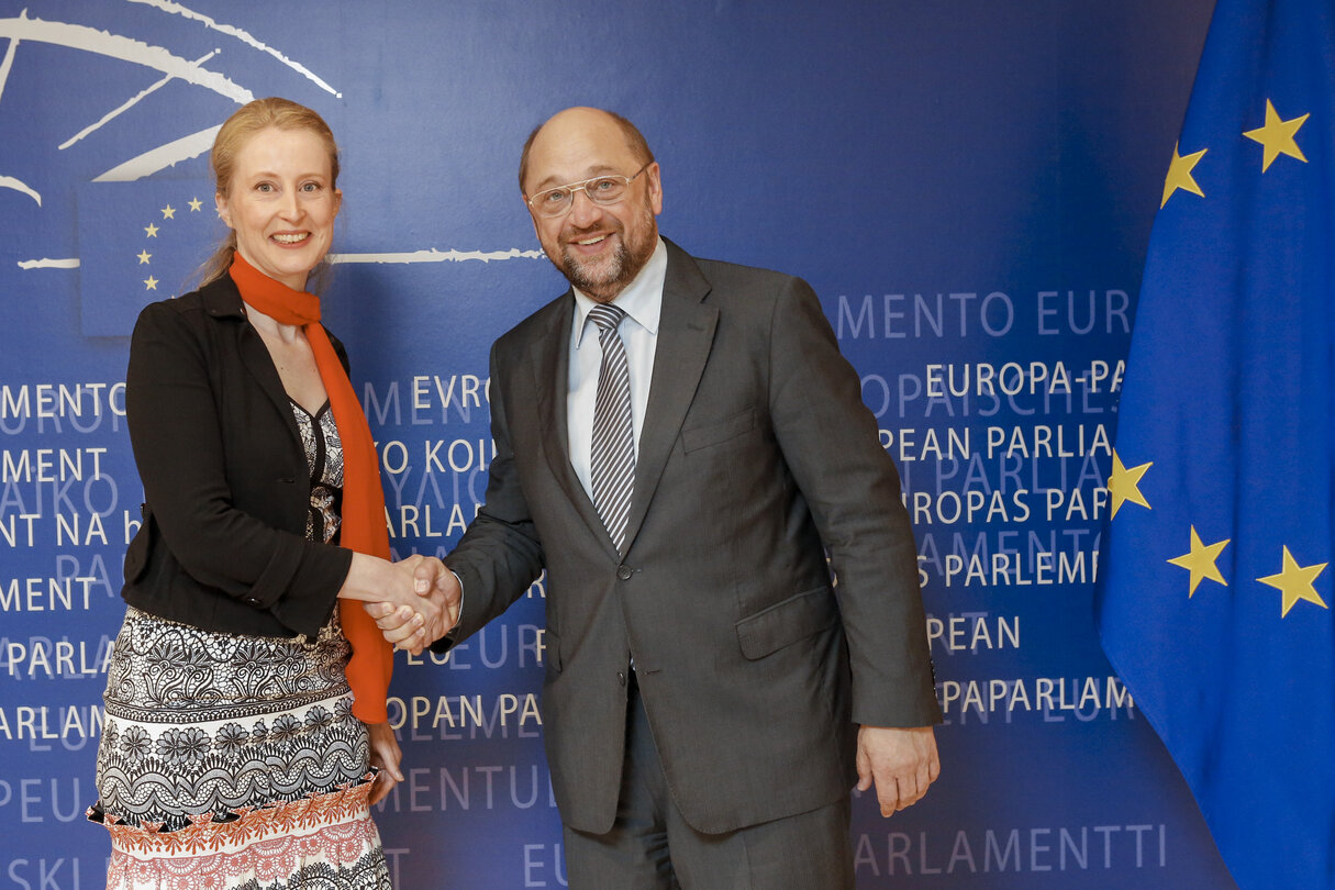 Martin SCHULZ - EP President meets with MEP Judith MERKIES