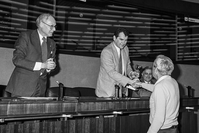 Award ceremony, with Jose HAPPART, at the EP in Strasbourg.