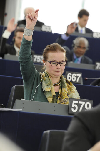 Fotografia 3: Danuta JAZLOWIECKA in plenary session week 16 2013 in Strasbourg