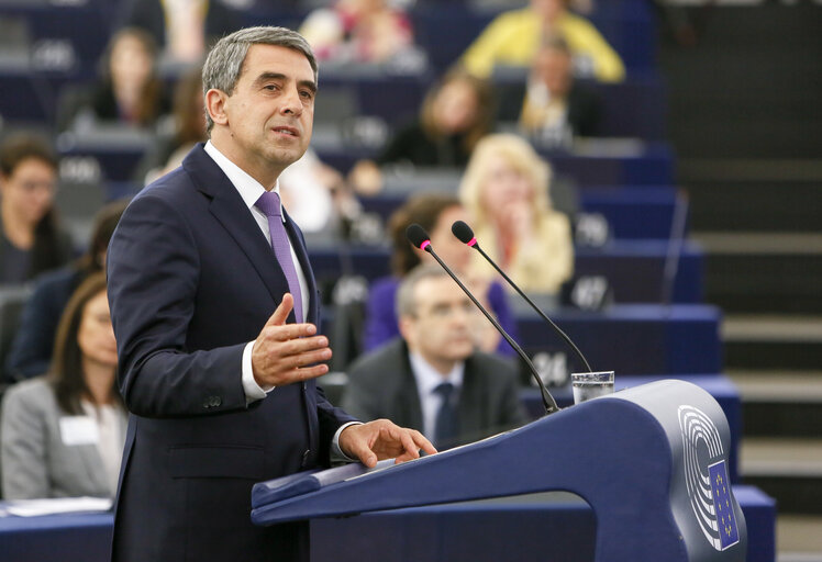 Official visit of the President of Bulgaria to the European Parliament in Strasbourg. Formal address to the Plenary