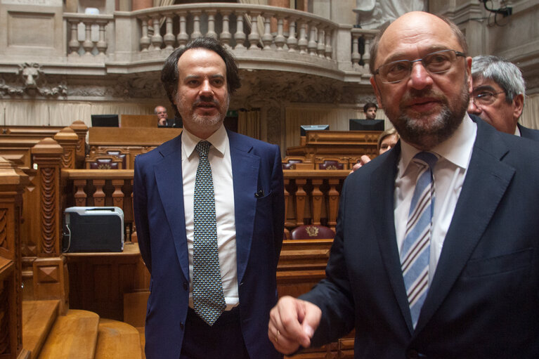 Zdjęcie 10: Official visit by Martin SCHULZ - EP President to Lisbon, Portugal. Meeting  with President of CNEP Sergio Sousa Pinto, during visit to the National Parliament.