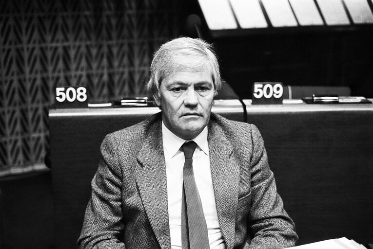 The delegue Mateo SIERRA BARDAJI during a session in Strasbourg in March 1986.