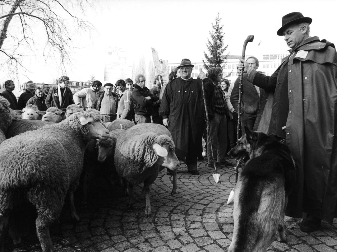 Farmers protest on December 1985.