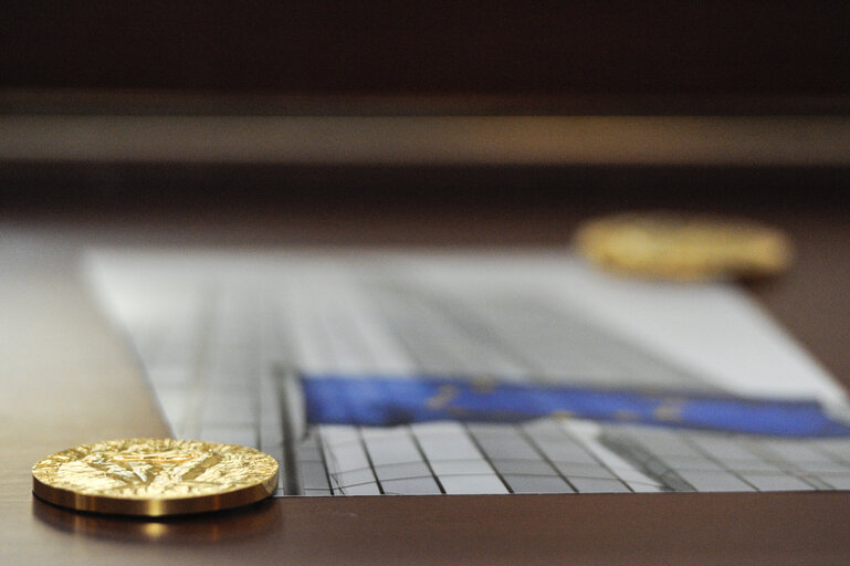 Foto 1: Nobel Prize Medal on display