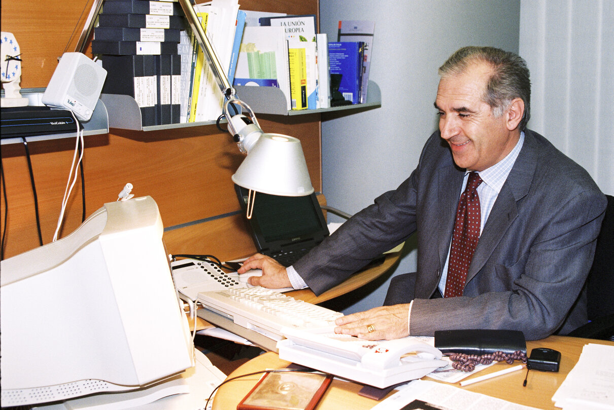 Portrait of MEP Giacomo SANTINI in his office in Brussels