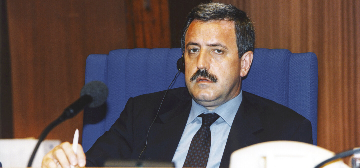 PODESTA Guido in the hemicycle of the European Parliament in Strasbourg in July 1997