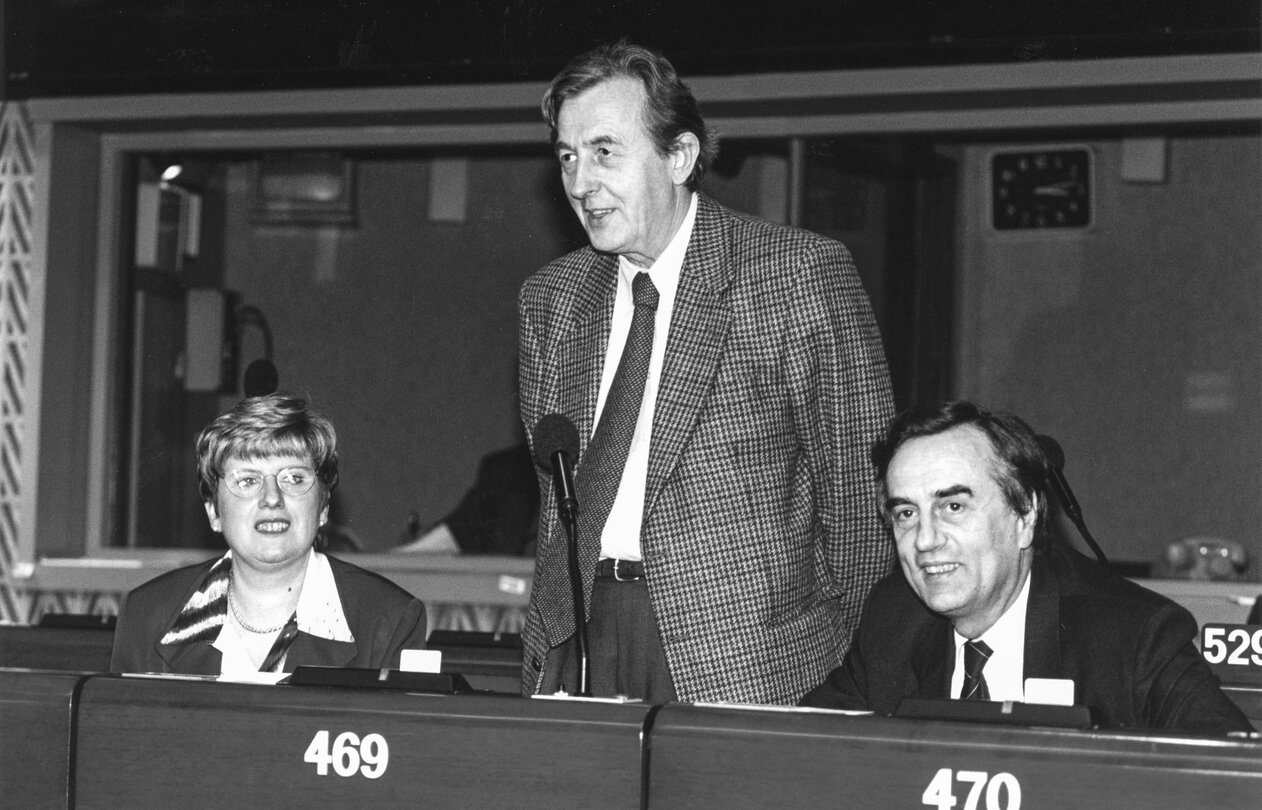 SAINT-PIERRE Dominique in the hemicycle of the European Parliament in Brussels in December 1997