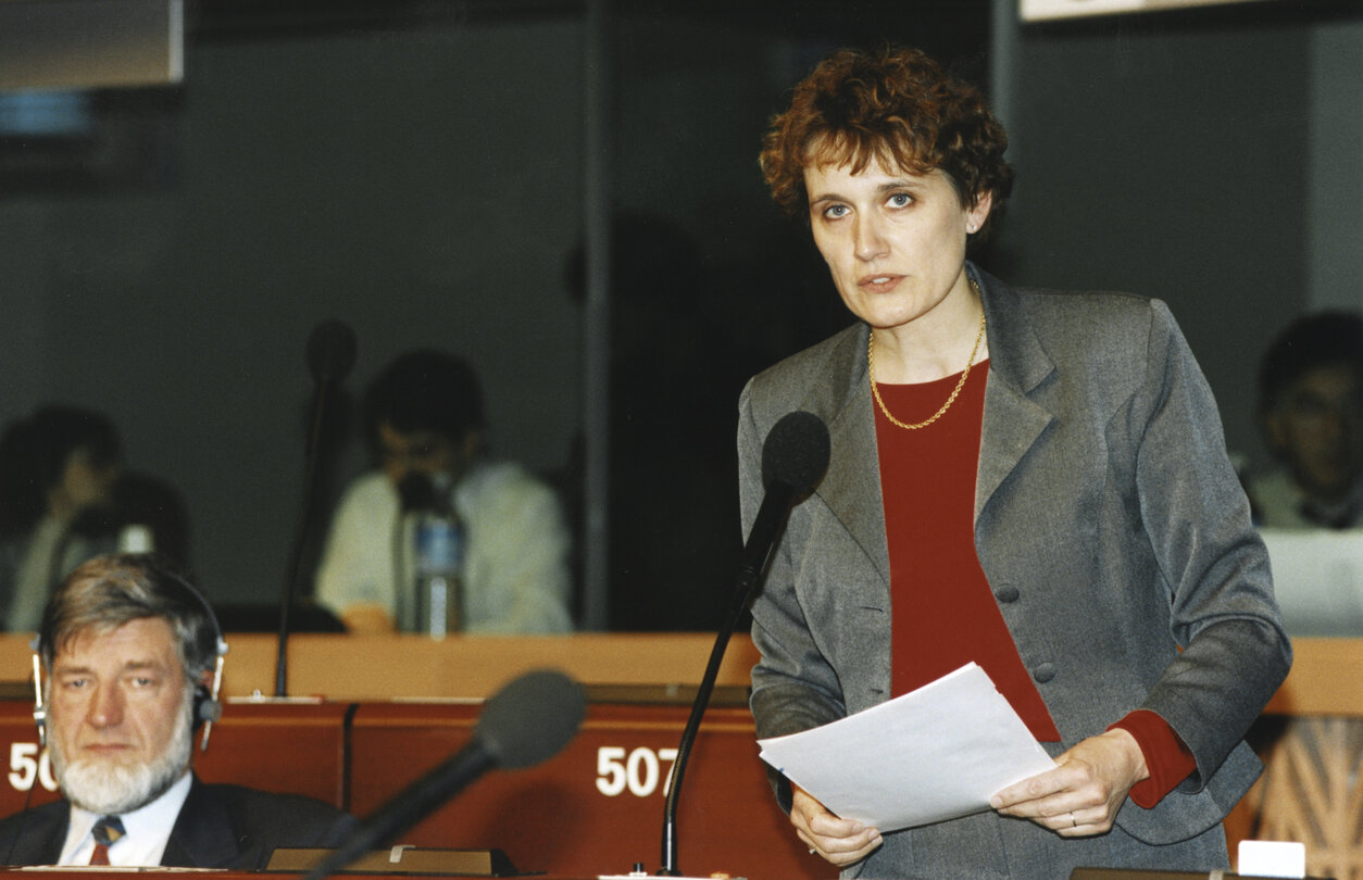 POISSON Anne Christine in the hemicycle of the European Parliament in Strasbourg in November 1995