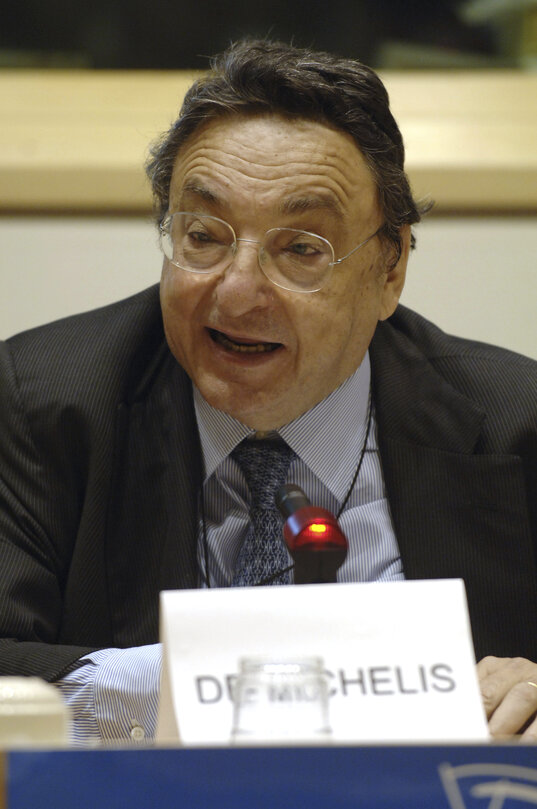 Gianni DE MICHELIS in a meeting at the EP in Brussels.