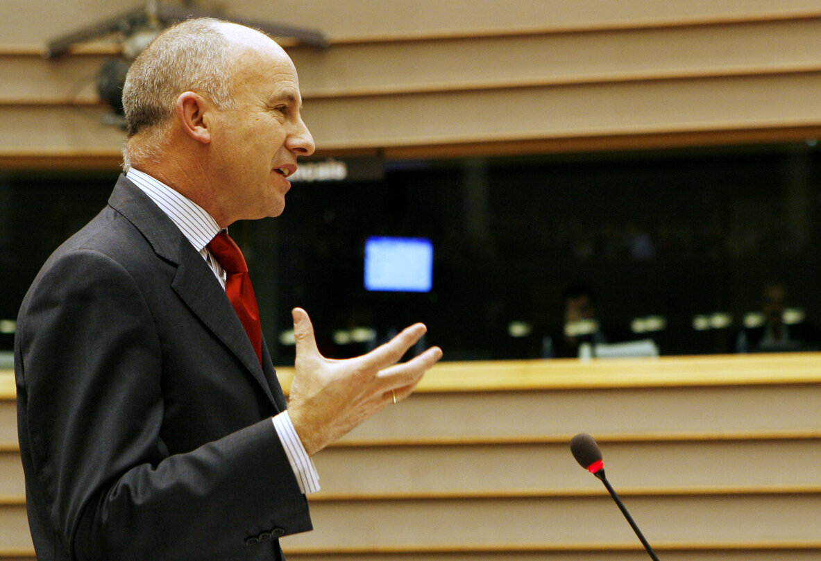 MEP Jose Javier POMES RUIZ speaks during a plenary session in Brussels