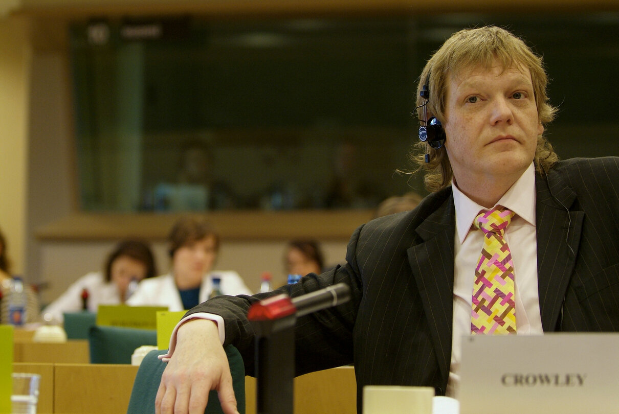 MEP Brian CROWLEY attends a meeting in Brussels