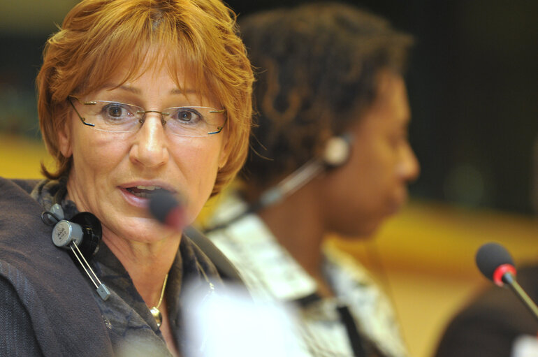 Fotagrafa 1: Christa PRETS MEP in a meeting at the EP in Brussels.