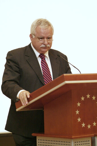 MEP Ioannis GKLAVAKIS delivers a speech in Brussels