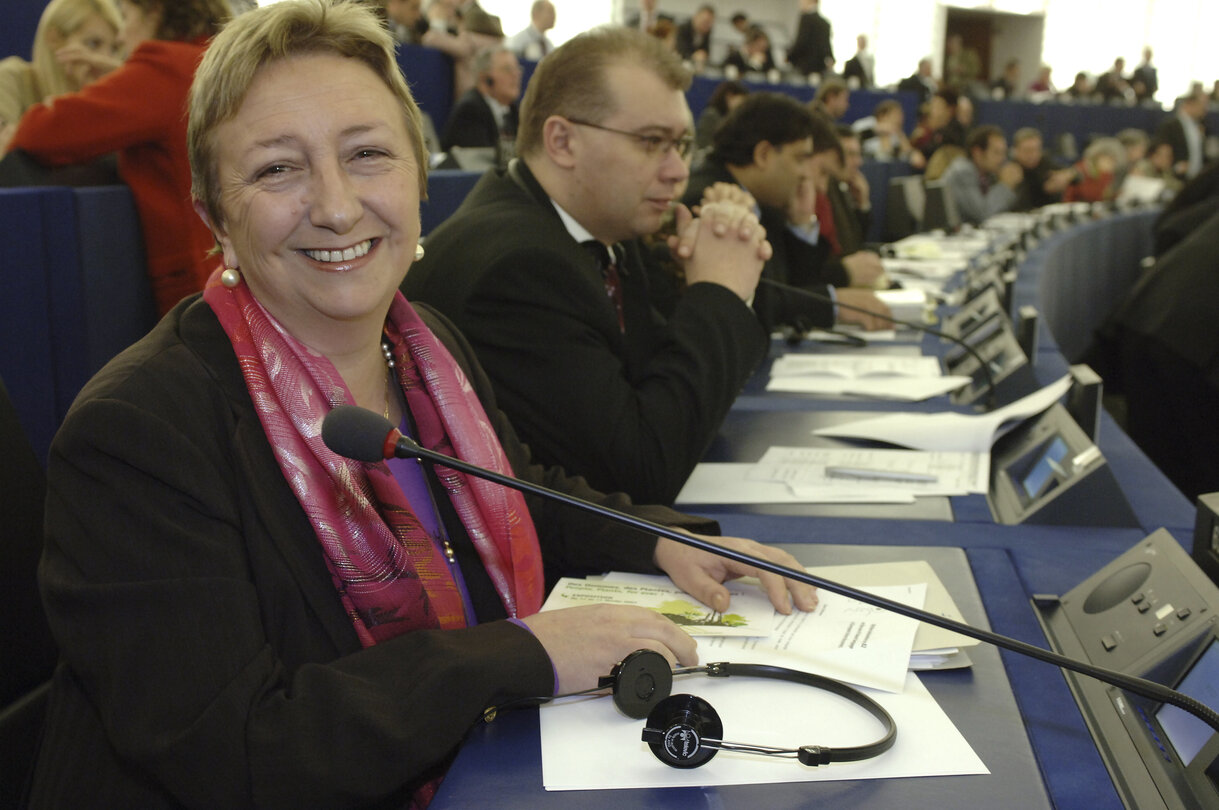 MEP Rosa MIGUELEZ RAMOS attends a plenary session in Strasbourg