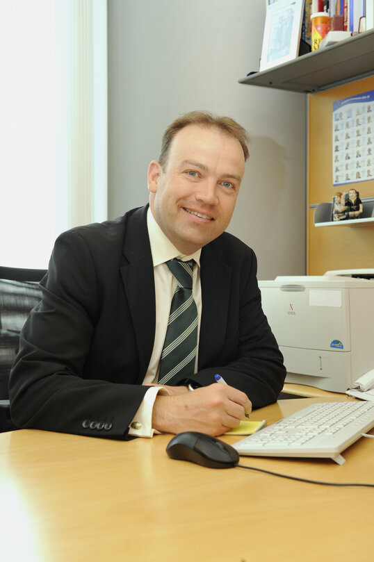 Christopher HEATON HARRIS in his office at the EP in Brussels.