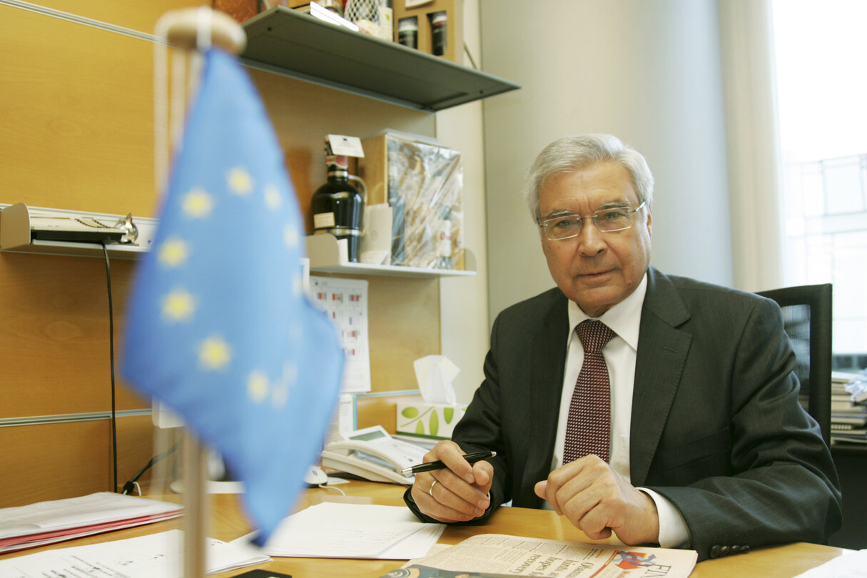 Panayiotis DEMETRIOU MEP in his office at the EP in Brussels.