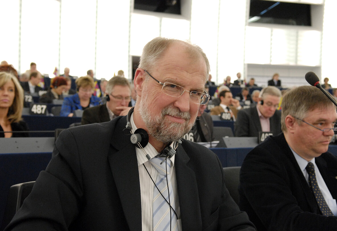 Johannes LEBECH MEP in plenary session in Strasbourg.