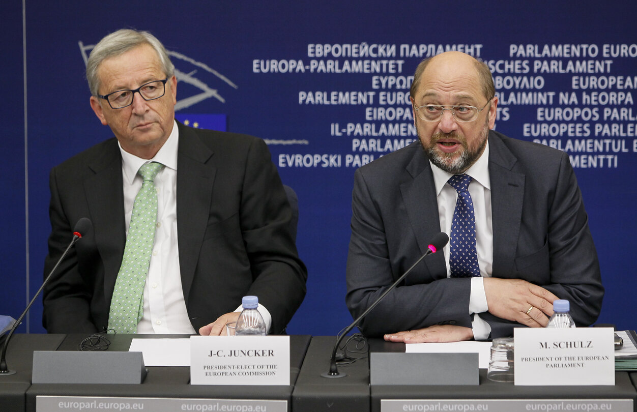 Martin SCHULZ - EP President during the press Conference of Jean-Claude JUNCKER EC- President