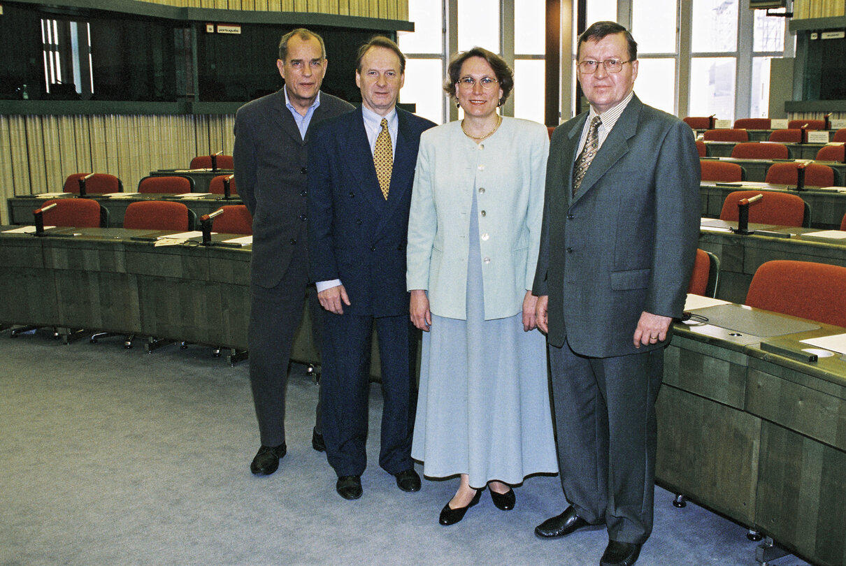 MEPs J??rn Johan DONNER, Reino PAASILINNA, Riitta MYLLER and Pertti PAASIO at the European Parliament in Strasbourg