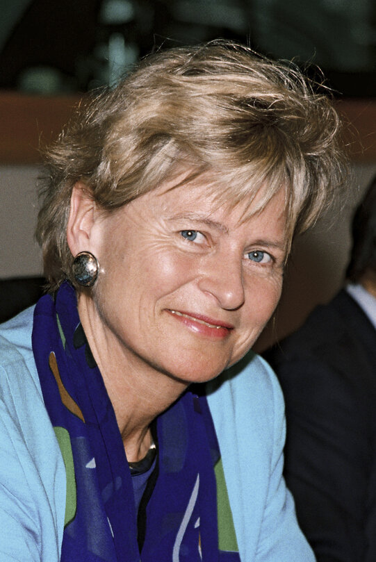 Portrait of MEP Lone DYBKJAER during a meeting at the European Parliament in Brussels