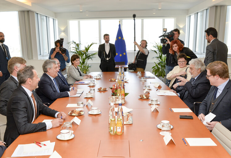 Antonio TAJANI - EP President meets with Placido DOMINGO