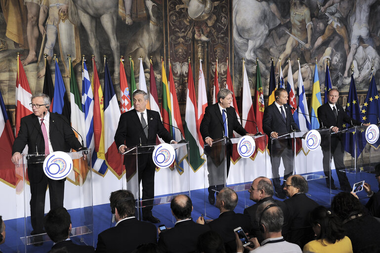 Celebration of the ' 60 years of the Treaty of Rome ' in Campidoglio - Press conference