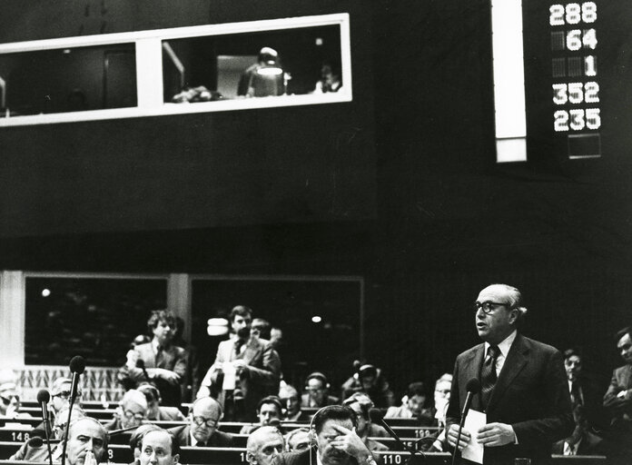 Roy JENKINS, EC President during  Plenary session in Strasbourg.