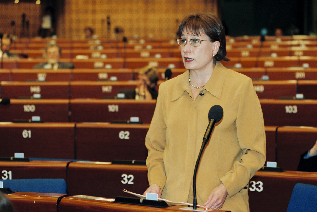 MEP Riitta MYLLER speaks in plenary session in Strasbourg