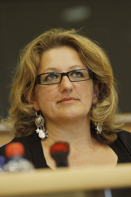 Marie Anne ISLER BEGUIN in a meeting at the EP in Brussels