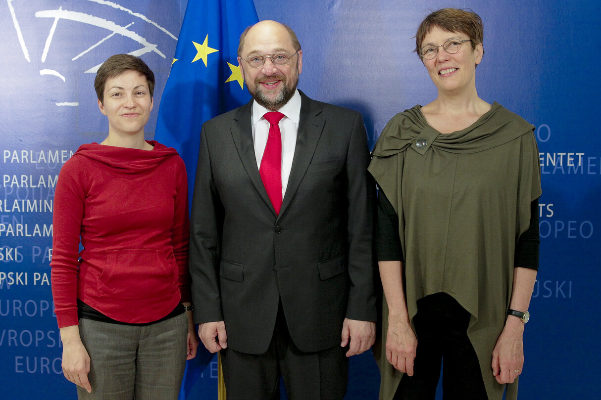 Martin SCHULZ - EP President meets with MEPs Satu HASSI and Franziska KELLER on Witness protection in Mexico