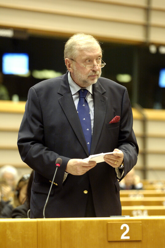 Dimitrij RUPEL, Foreign Minister of Slovenia, takes part in a plenary session in Brussels