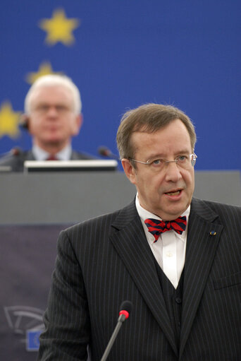 Fotografie 4: Formal sitting of the EP in Strasbourg during the visit of the President of the Republic of Estonia.