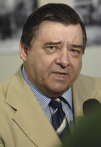 MEP Georgios KARATZAFERIS delivers a speech in Brussels