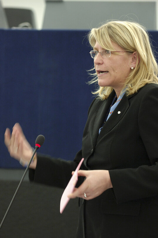 Minister for Justice of Austria in plenary session of the EP in Strasbourg.