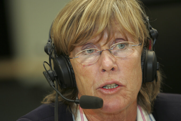 MEP Barbara DUHRKOP DUHRKOP attends an interview in Brussels