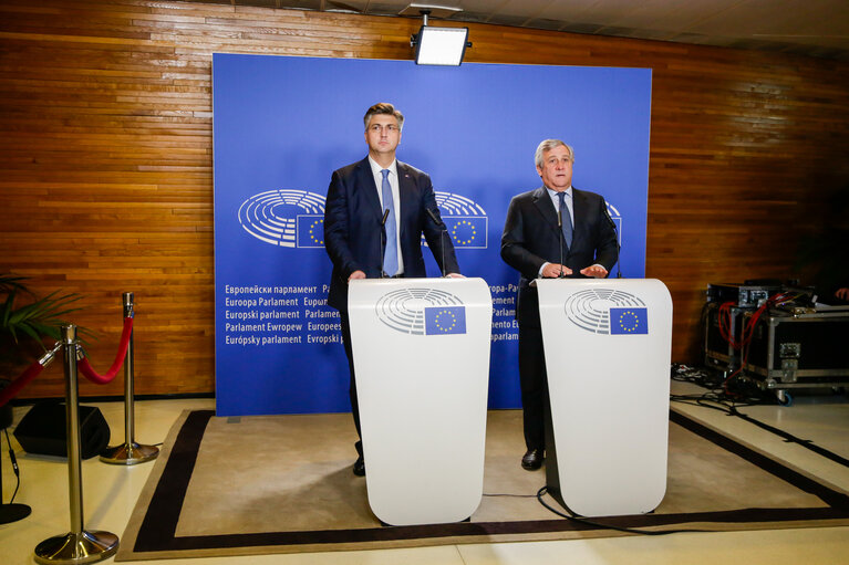 Joint press point by Antonio TAJANI - EP President and by Andrej PLENKOVIC - Prime Minister of Croatia on the Future of Europe