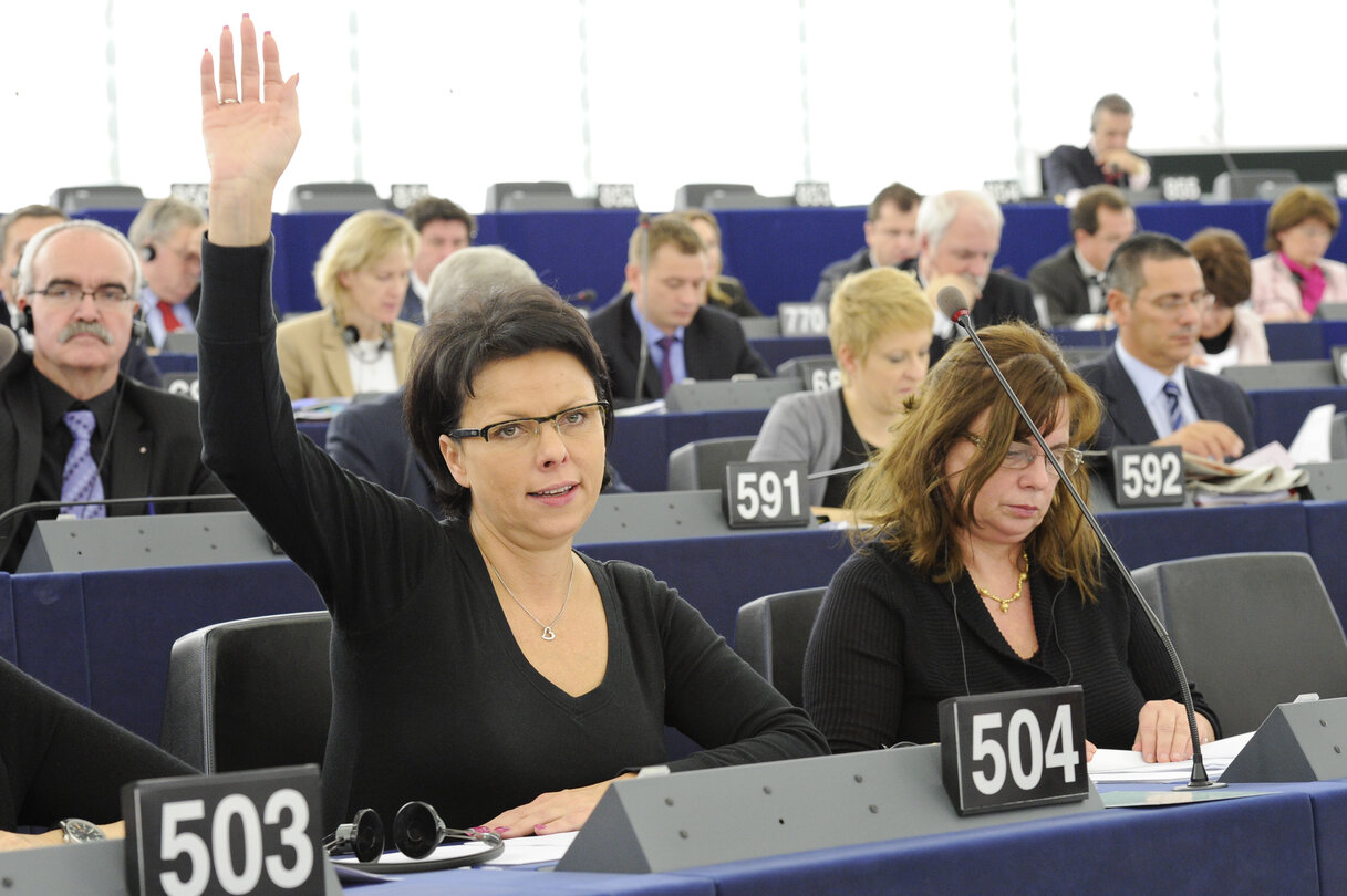 Malgorzata HANDZLIK during votes at the plenary session in Strasbourg