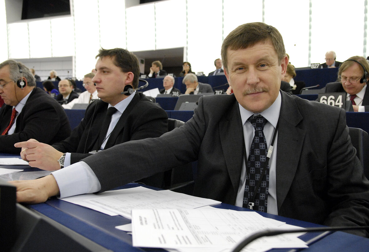 Zbigniew Krzysztof KUZMIUK MEP in plenary session in Strasbourg.