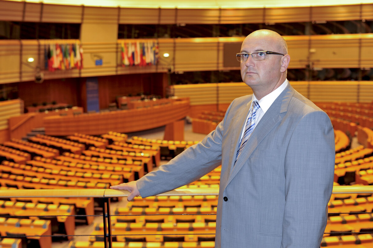 Bogdan Kazimierz MARCINKIEWICZ MEP in the Hemicycle of the EP in Brussels.