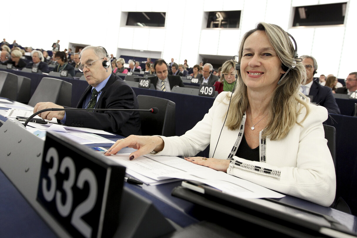 Constance LE GRIP in Plenary week43 2014 during the vote