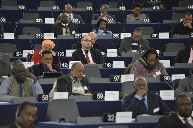 Photo 12 : 28th ACP-EU Joint Parliamentary assembly in Strasbourg  Sitting ' The social and economic consequences of malnutrition in ACP countries '  Statement of Commissioner in charge of international cooperation and development