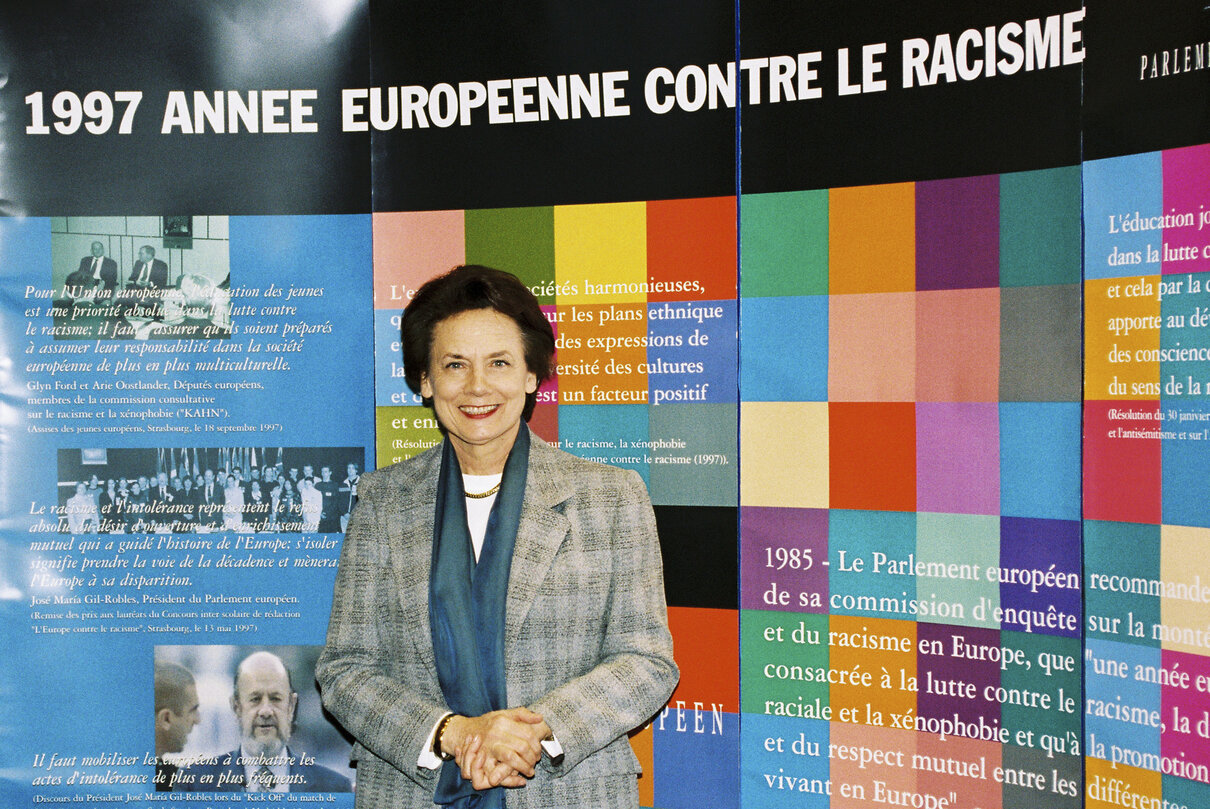 Portrait of the MEP Catherine LALUMIERE in Brussels in January 1998.