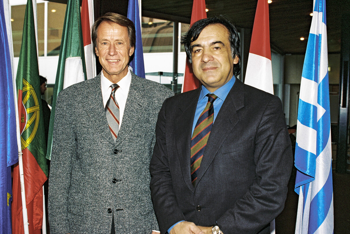 MEPs Klaus LUKAS and Leoluca ORLANDO at the European Parliament in Strasbourg