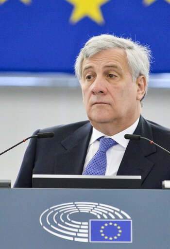 Antonio TAJANI - EP President presides over the key debate in plenary session - Week 20  2017 in Strasbourg - Conclusions of the European Council