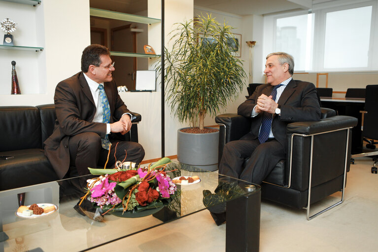 Foto 1: Antonio TAJANI - EP President meets with EC Vice President Maros SEFCOVIC