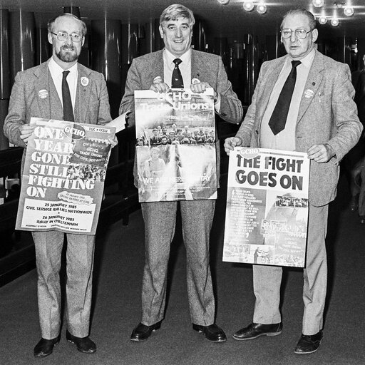 Demonstration in support of GCHQ Trade Union at the European Parliament in Strasbourg in January 1985