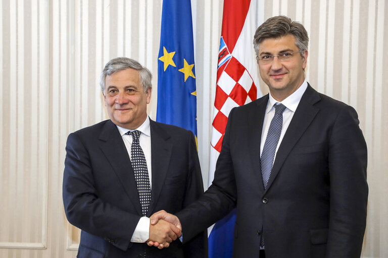 Zdjęcie 8: Official visit to Croatia - Andrej PLENKOVIC - Prime Minister of the Republic of Croatia meets with Antonio TAJANI - EP President