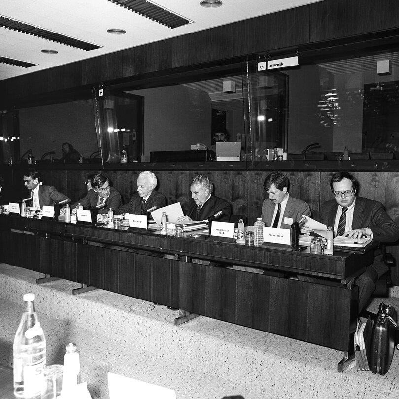 Meeting with US Delegation at the EP in Brussels in January 1985.